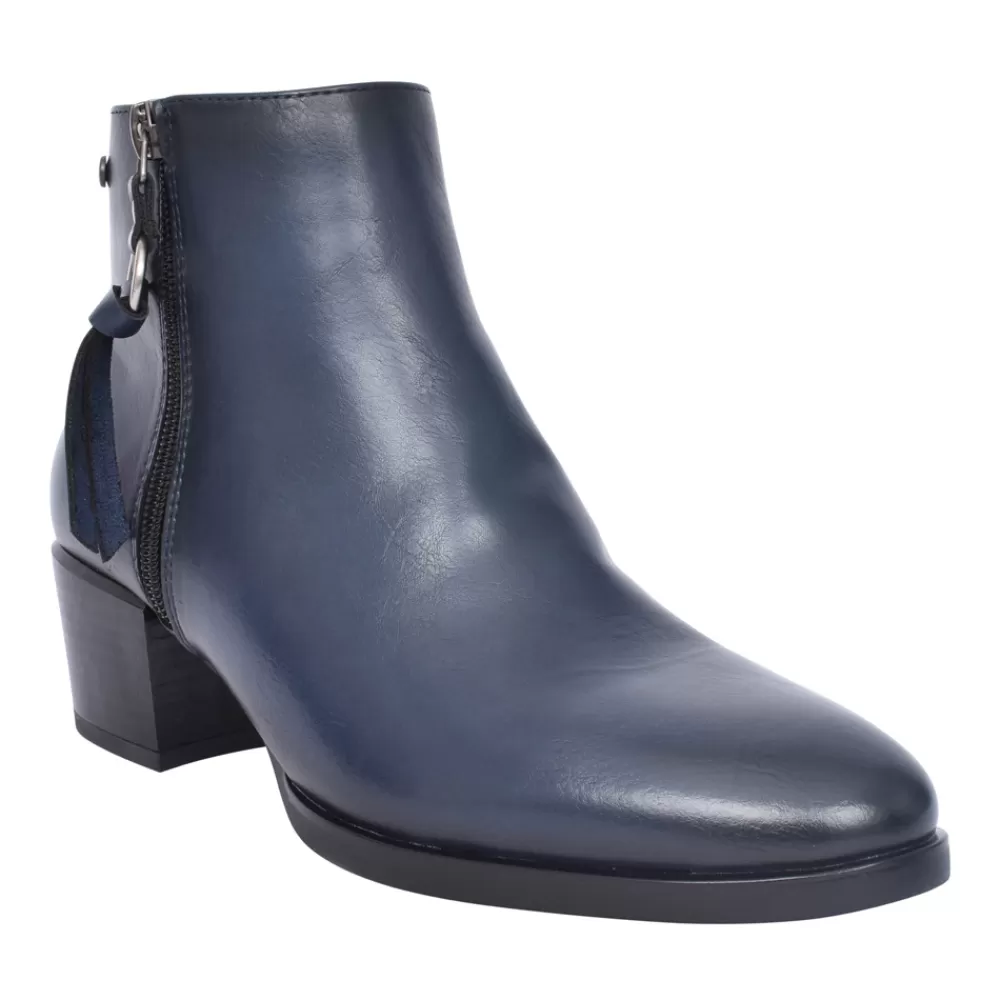 Ladies PATRIZIO COMO Ladies Samen Block Heel Ankle Boot In Navy