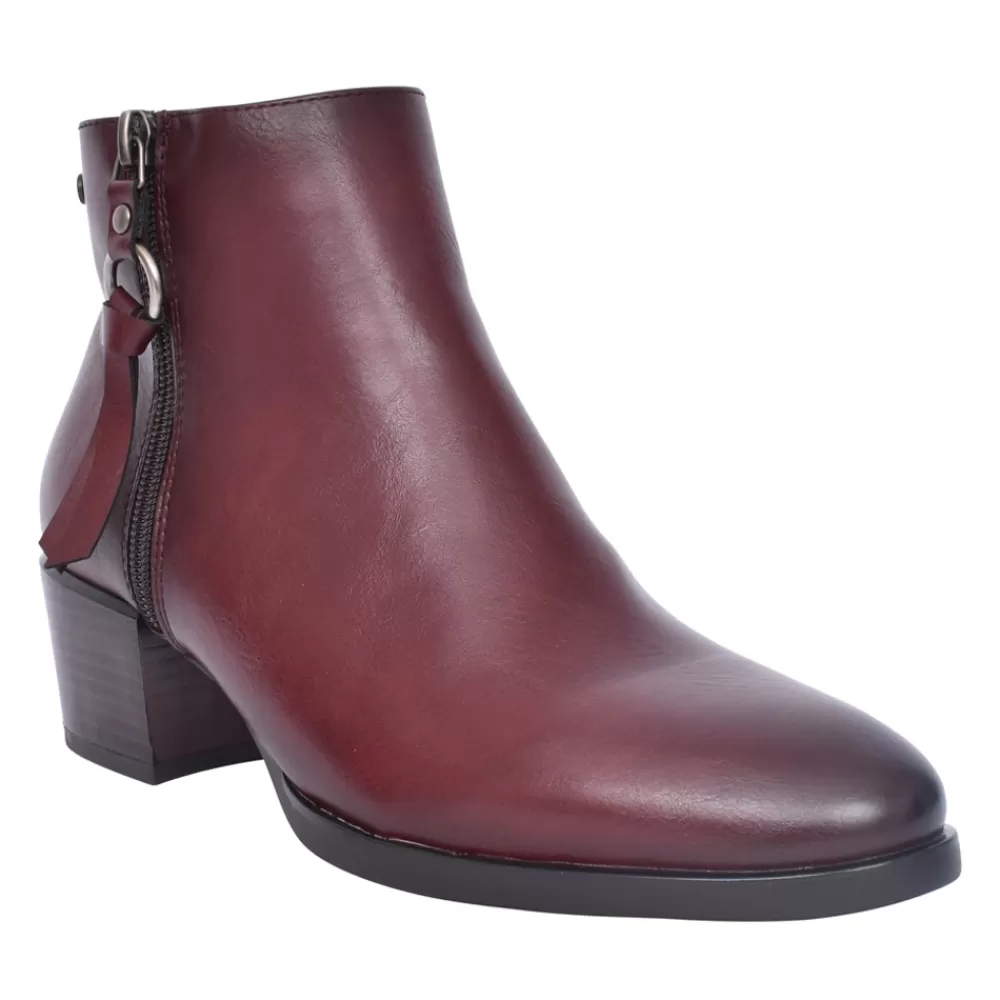 Ladies PATRIZIO COMO Ladies Samen Block Heel Ankle Boot In Wine