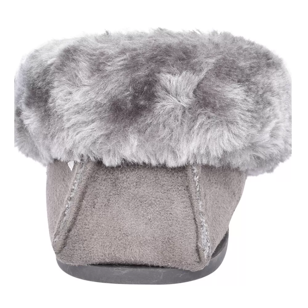 Ladies ELLA Ladies Sammy Fur Lined Moccasin Slipper In Grey