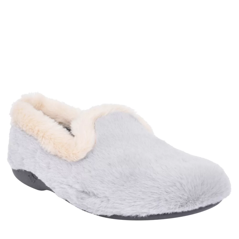 Ladies LUNAR Ladies Shake Kla159 Fur Trim Slipper In Grey