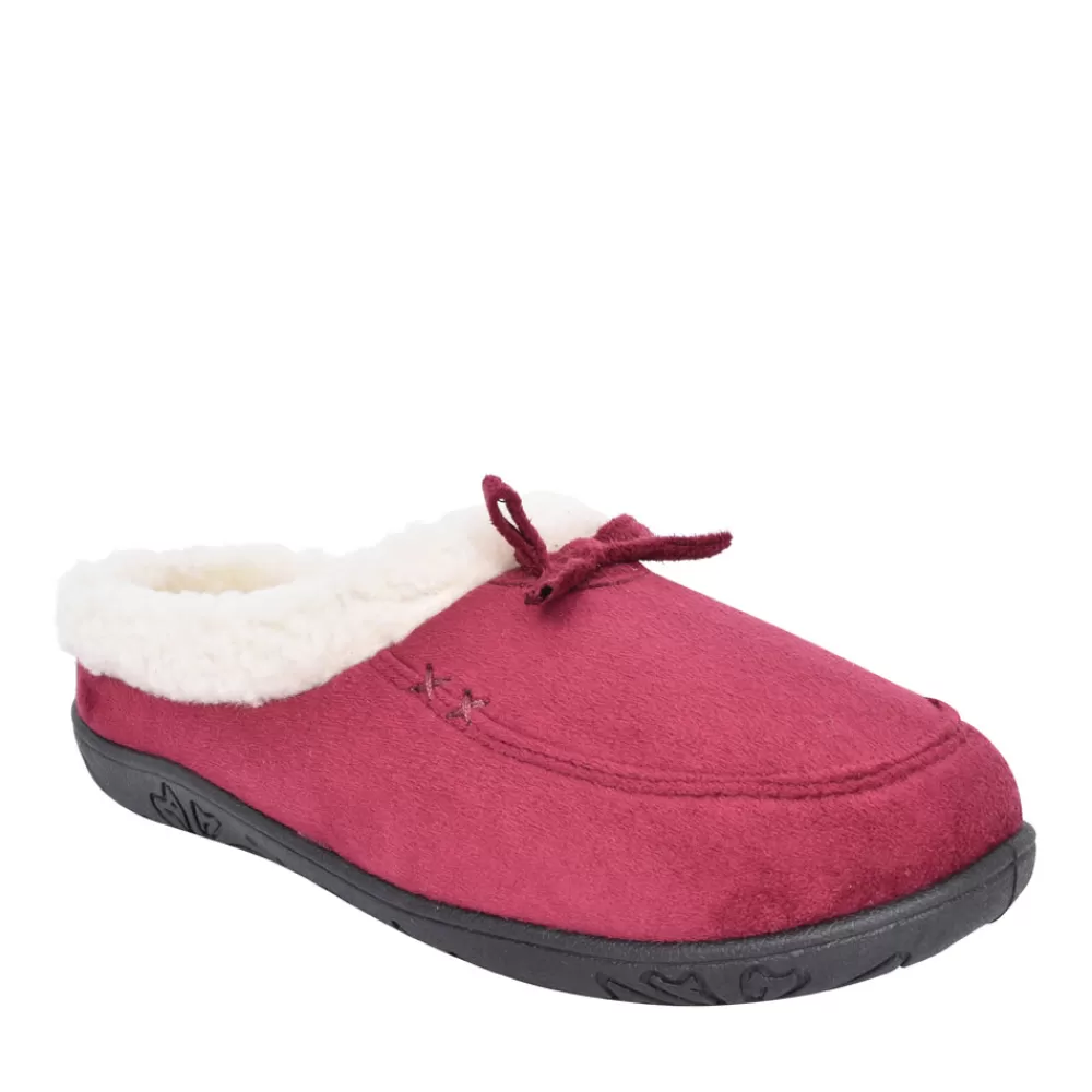 Ladies PADDERS Ladies Snug Faux Fur Trim Mule Slipper In Burgandy
