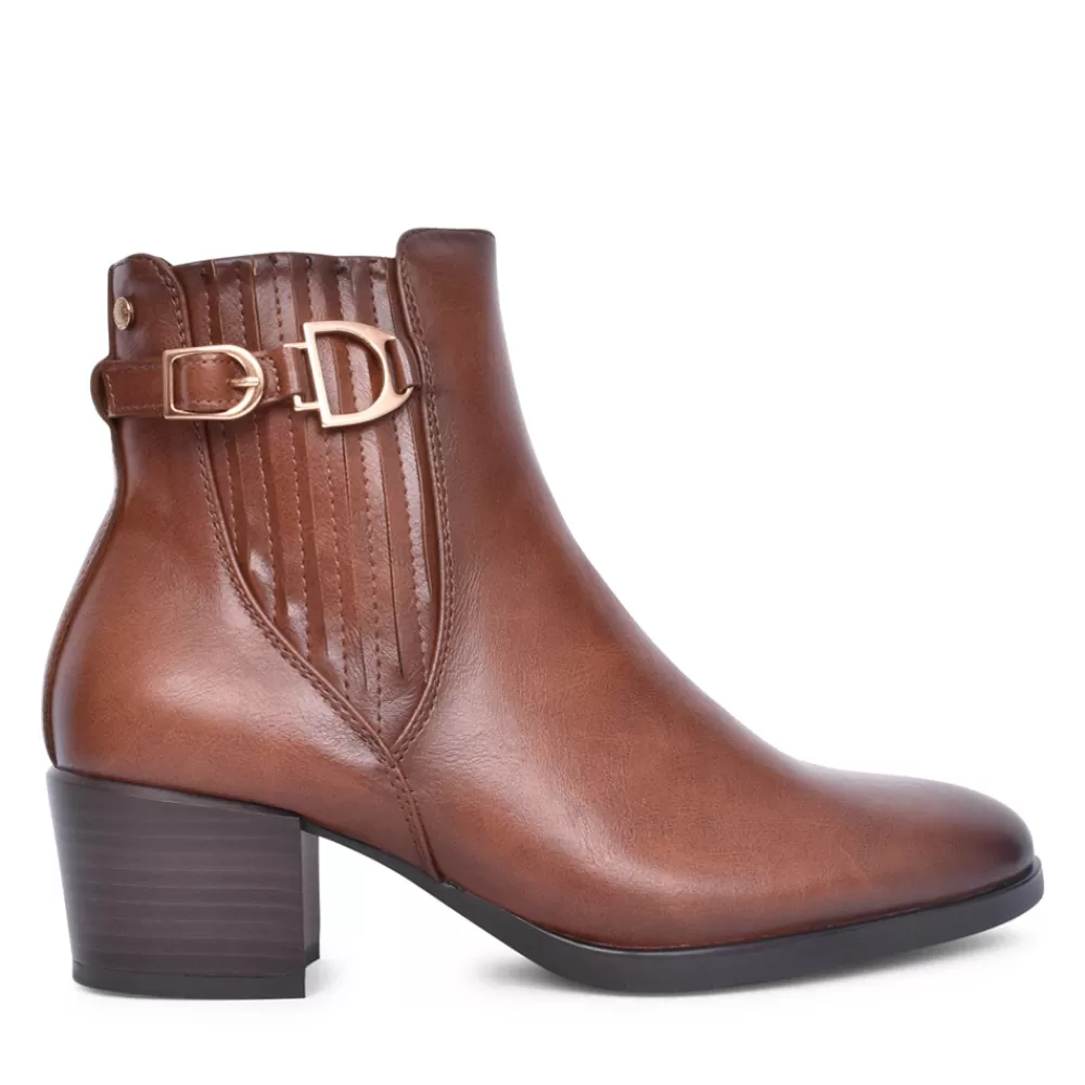 Ladies PATRIZIO COMO Ladies Stein Block Heel Ankle Boot In Caramel
