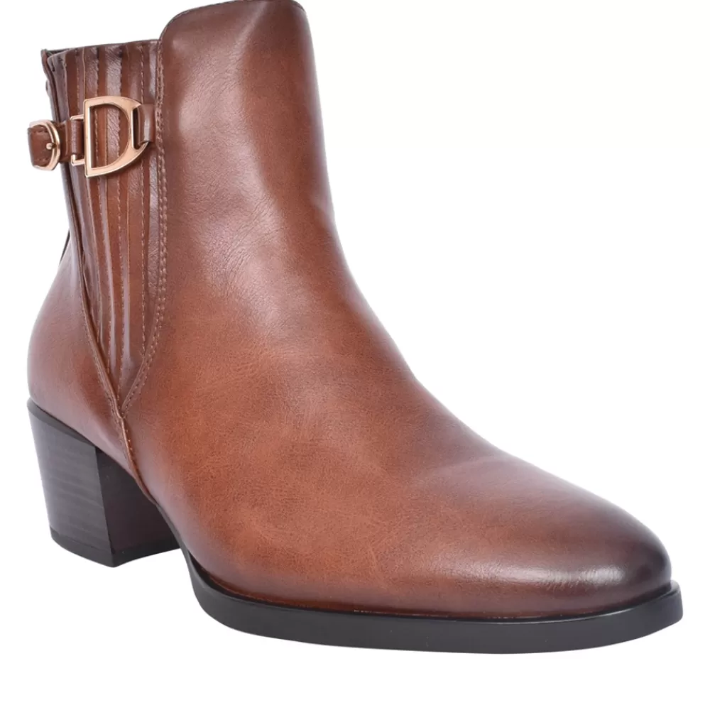 Ladies PATRIZIO COMO Ladies Stein Block Heel Ankle Boot In Caramel
