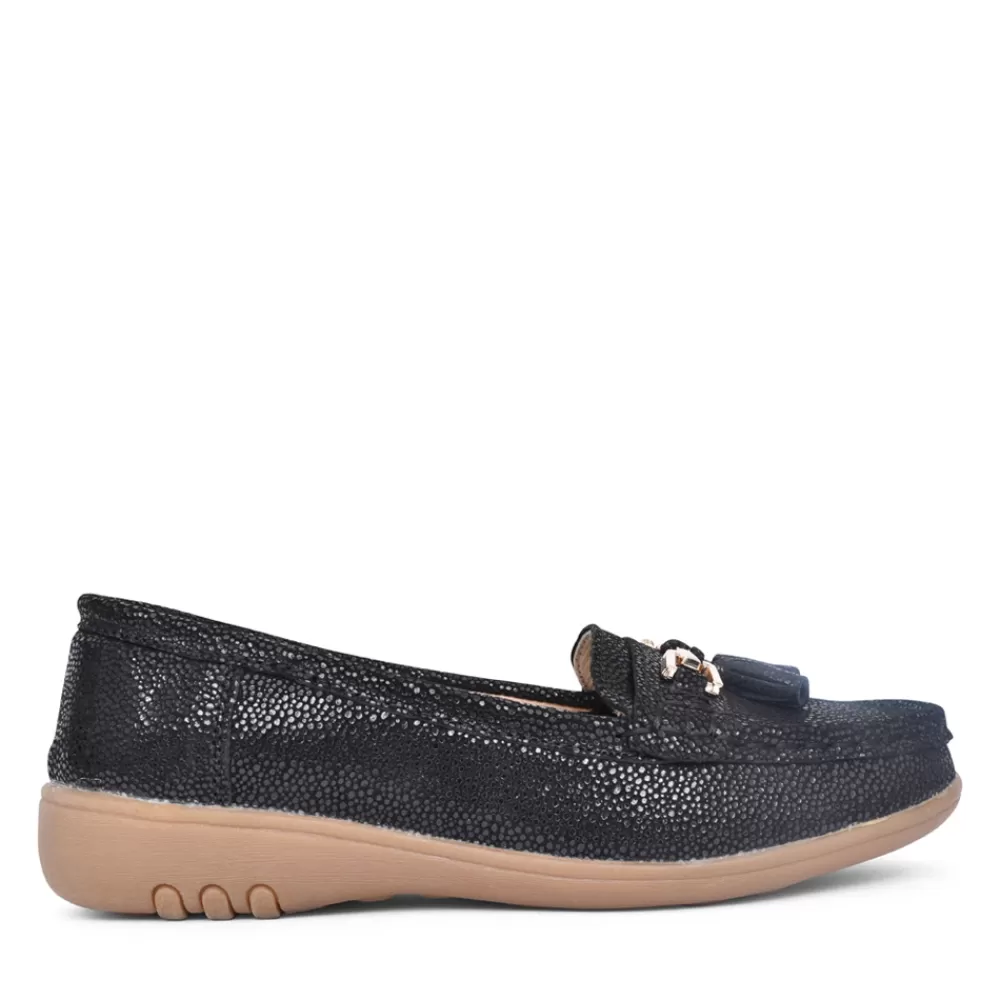 Ladies JO & JOE Ladies Tahiti Wide Fitting Slip-On Shoe In Black