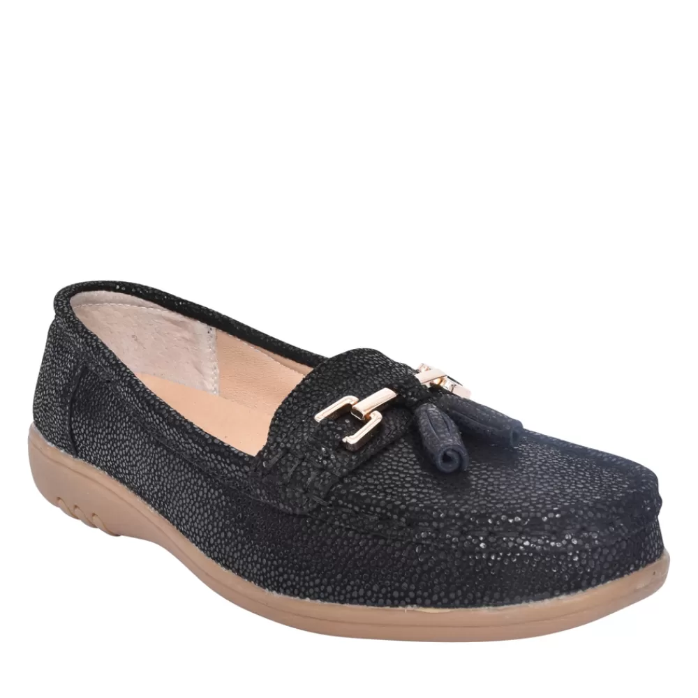 Ladies JO & JOE Ladies Tahiti Wide Fitting Slip-On Shoe In Black