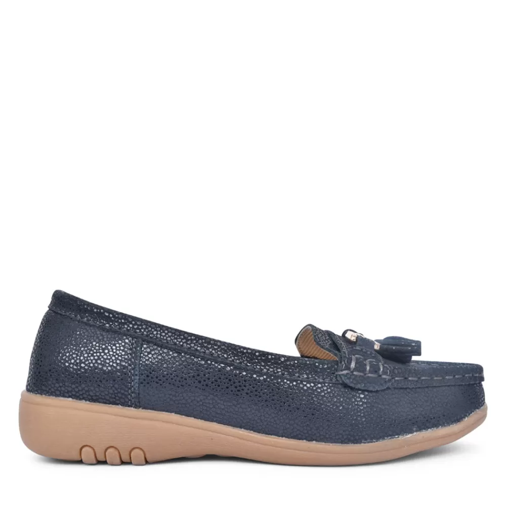 Ladies JO & JOE Ladies Tahiti Wide Fitting Slip-On Shoe In Navy