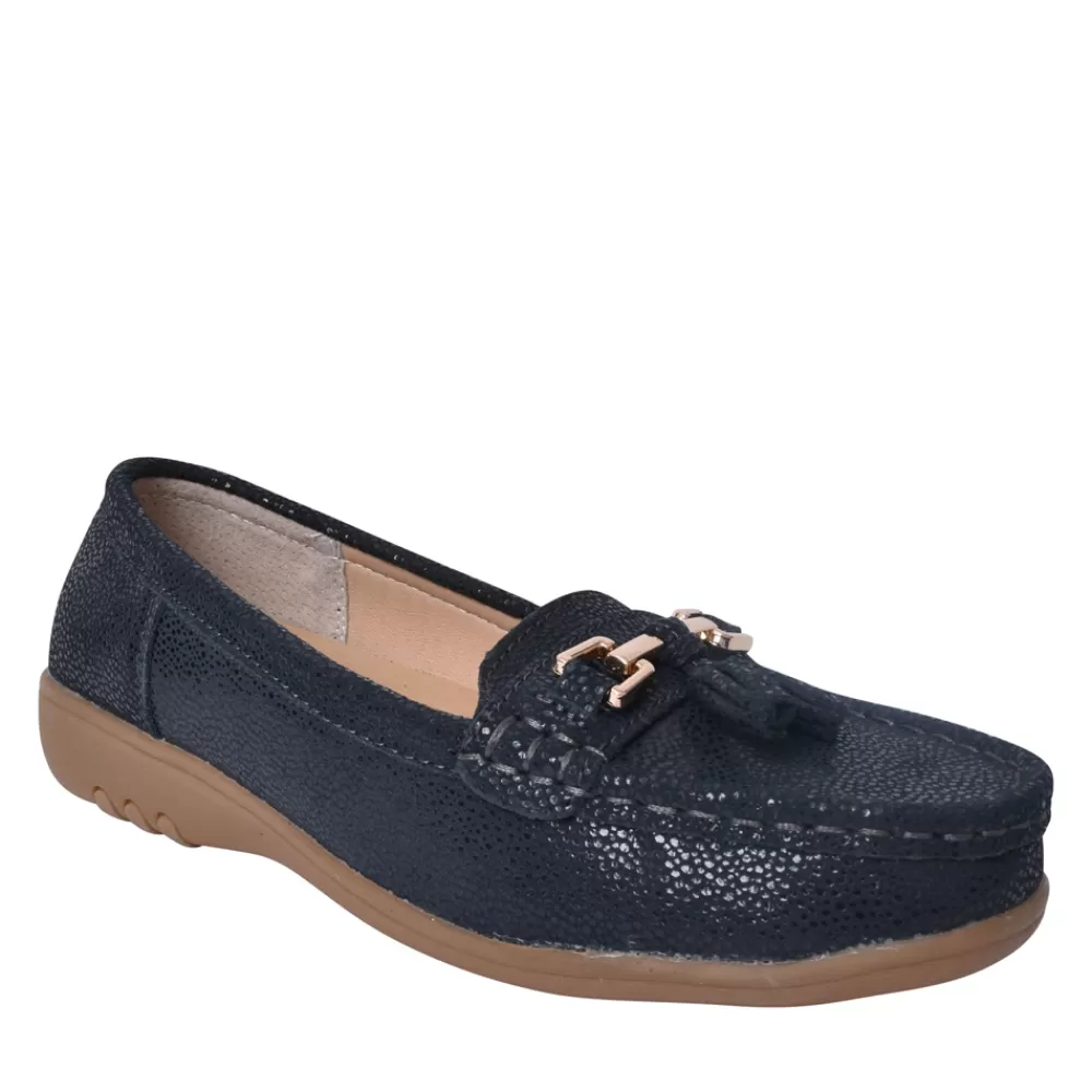 Ladies JO & JOE Ladies Tahiti Wide Fitting Slip-On Shoe In Navy