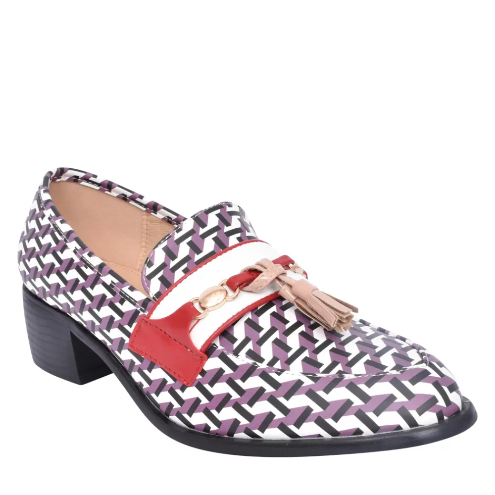 Ladies DANCING MATILDA Ladies Trapeze 010 Slip-On Shoe In Multi-Colour