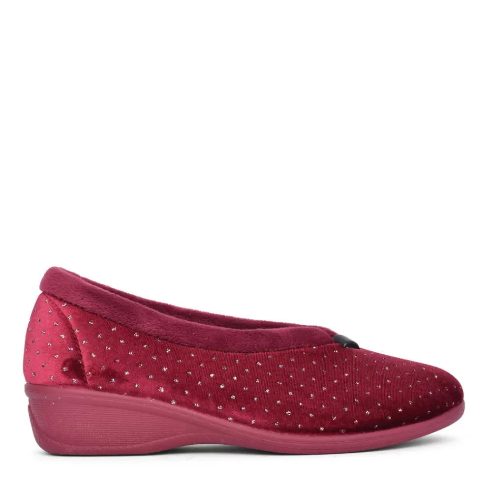 Ladies LOTUS Ladies Ulh048 Beverley Wedge Slipper In Burgandy