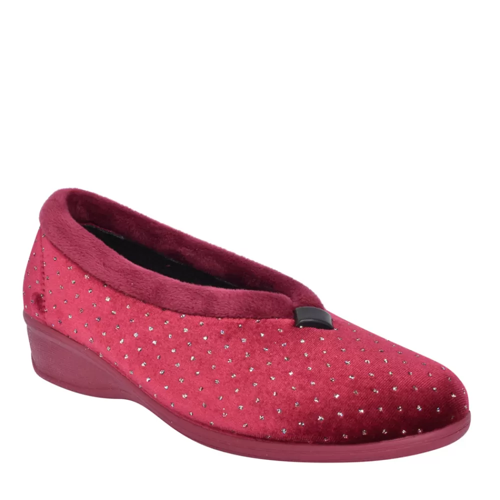 Ladies LOTUS Ladies Ulh048 Beverley Wedge Slipper In Burgandy