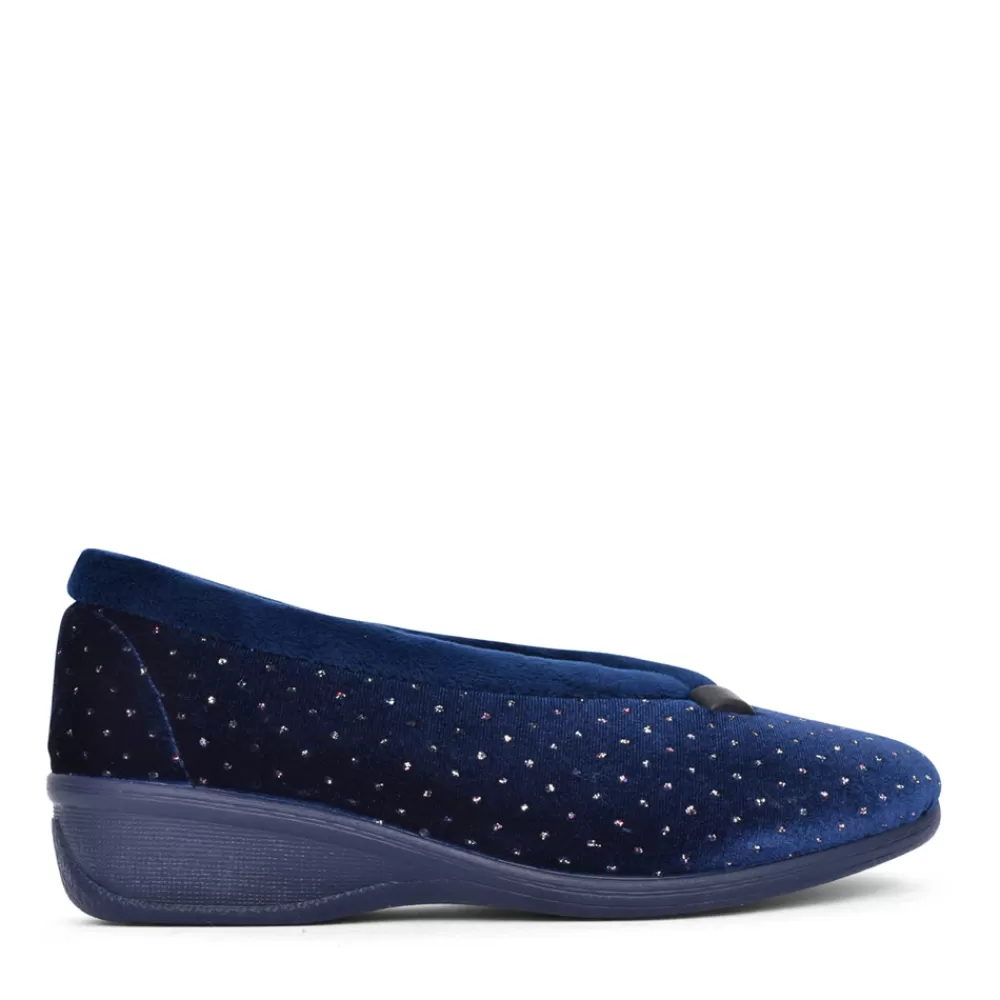 Ladies LOTUS Ladies Ulh048 Beverley Wedge Slipper In Navy