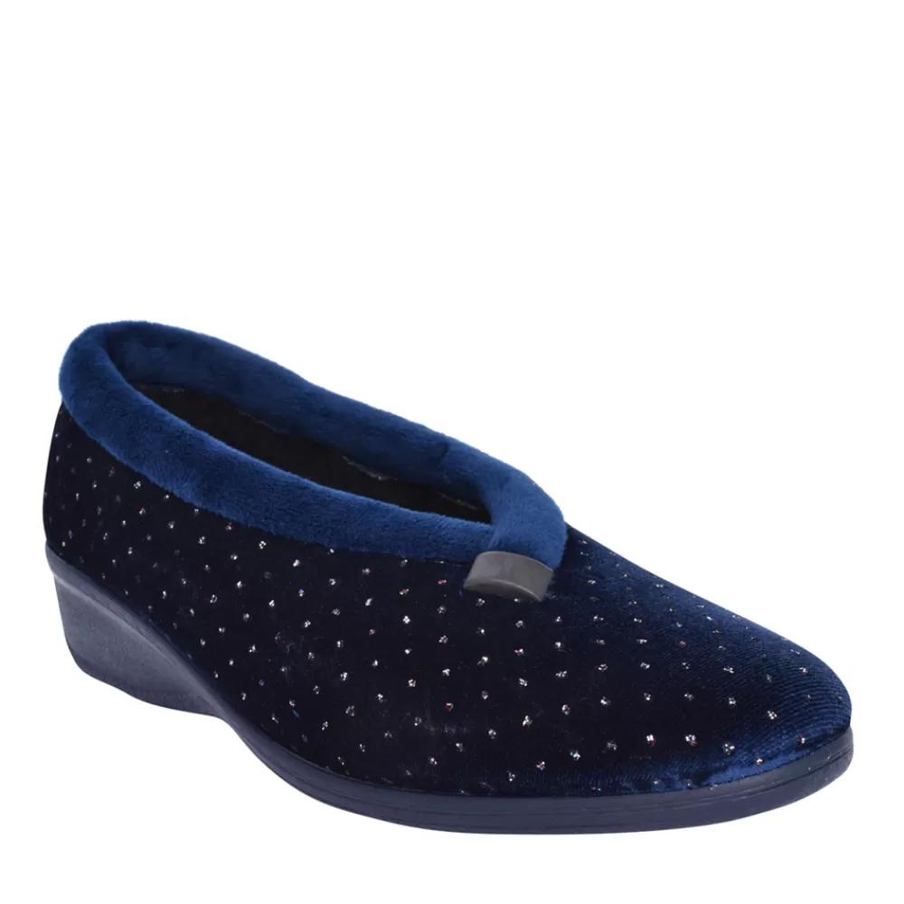 Ladies LOTUS Ladies Ulh048 Beverley Wedge Slipper In Navy