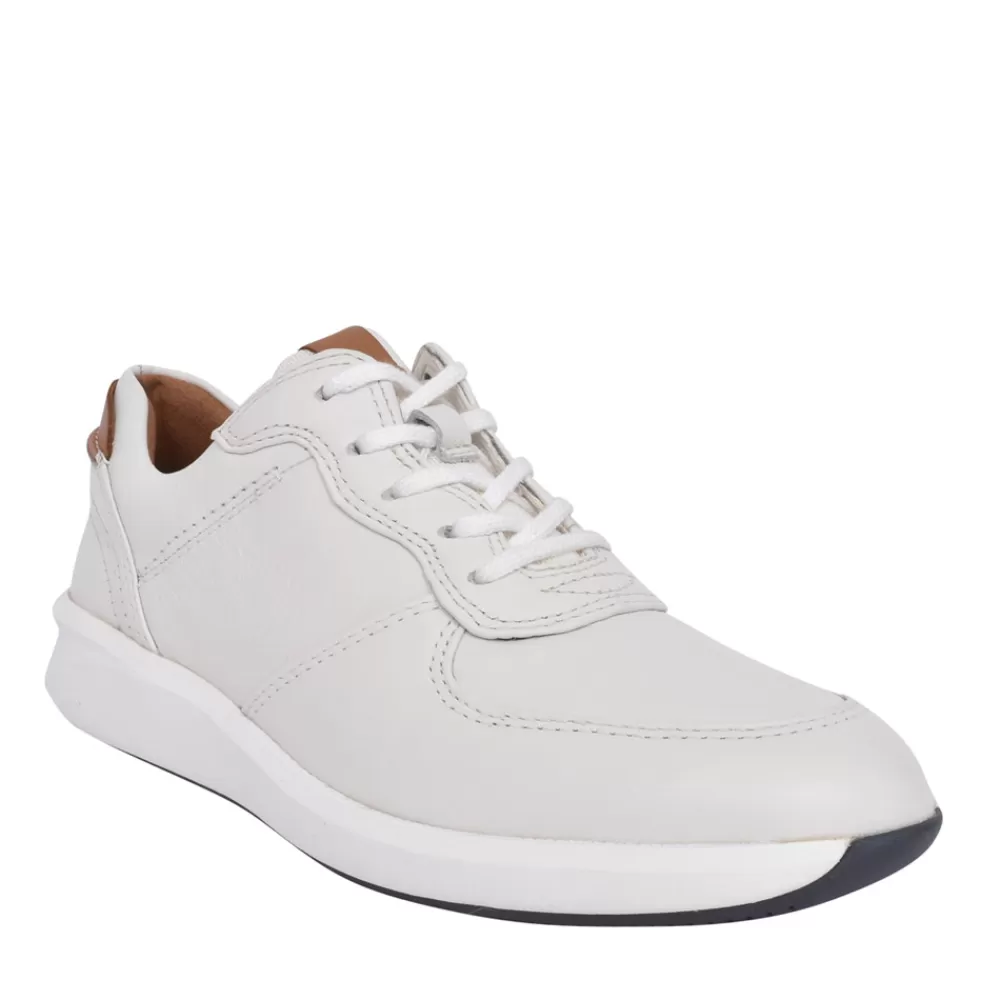 Ladies CLARKS Ladies Un Rio Sprint Leather D-Fit Trainer In White