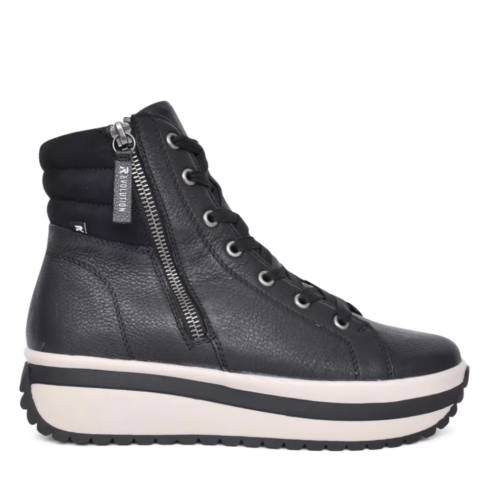 Ladies RIEKER EVOLUTION Ladies W0962 Laced Ankle Boot In Black