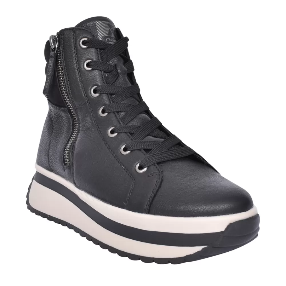 Ladies RIEKER EVOLUTION Ladies W0962 Laced Ankle Boot In Black