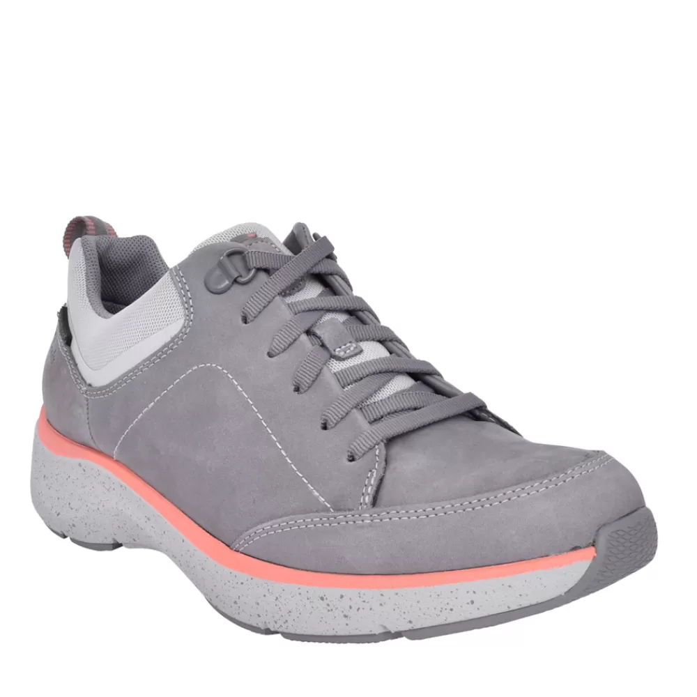 Ladies CLARKS Ladies Wave2.0 Lace Nubuck D-Fit Trainer In Grey