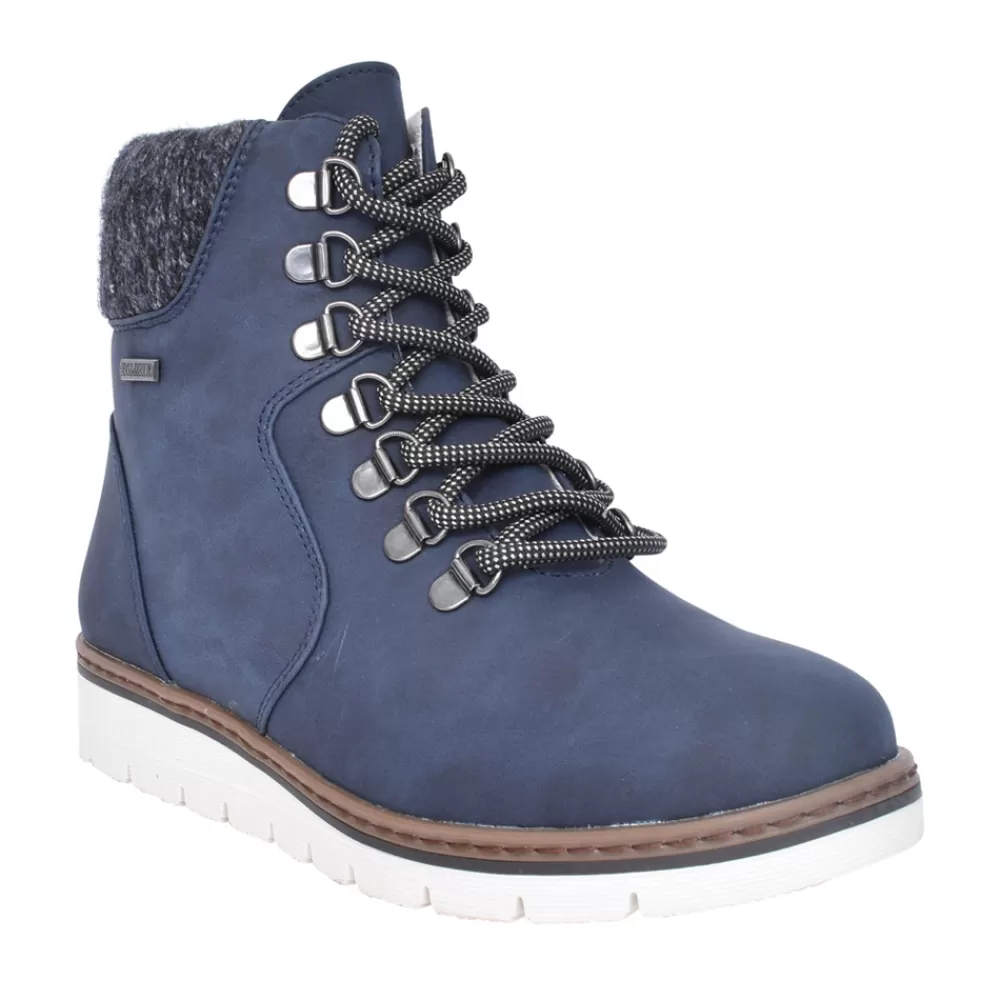 Ladies LUNAR Ladies Wolfsburg Glb112 Laced Ankle Boot In Navy