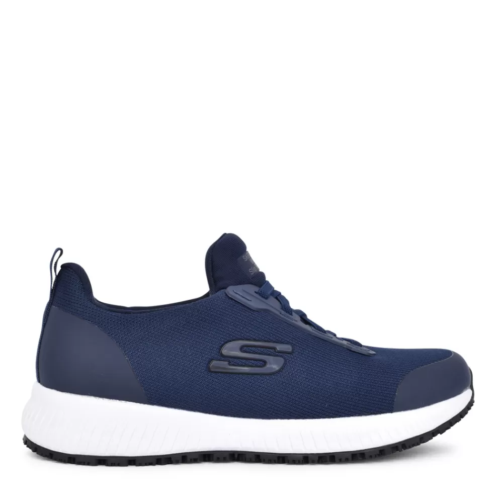 Ladies SKECHERS Ladies Workwear 77222Ec Squad Sr Laced Trainer In Navy