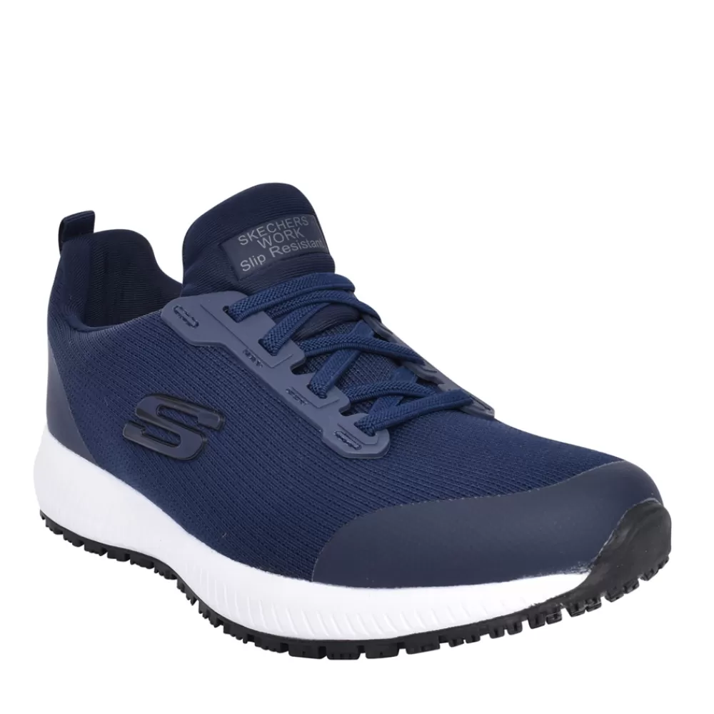Ladies SKECHERS Ladies Workwear 77222Ec Squad Sr Laced Trainer In Navy