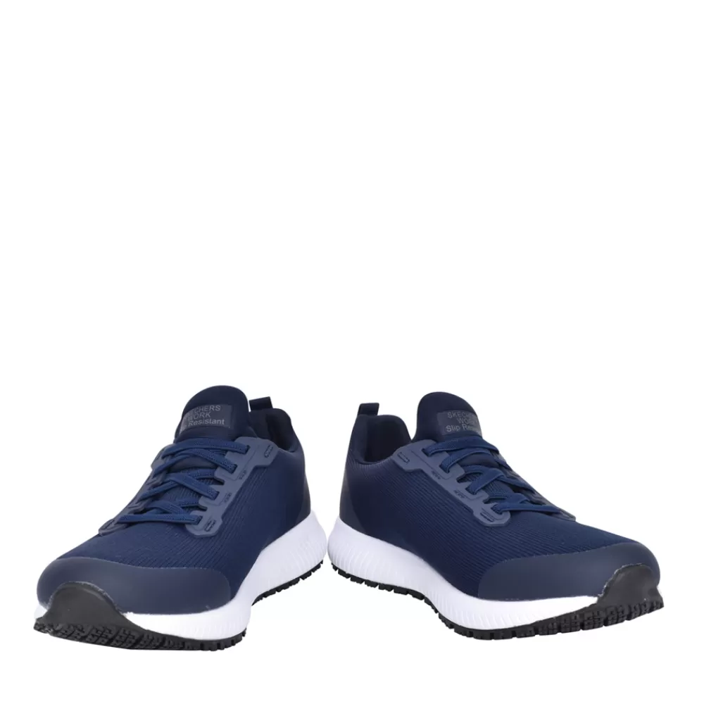 Ladies SKECHERS Ladies Workwear 77222Ec Squad Sr Laced Trainer In Navy