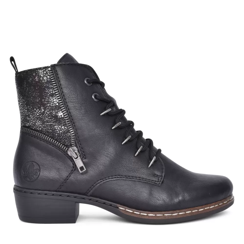 Ladies RIEKER Ladies Y0800 Laced Ankle Boot In Black
