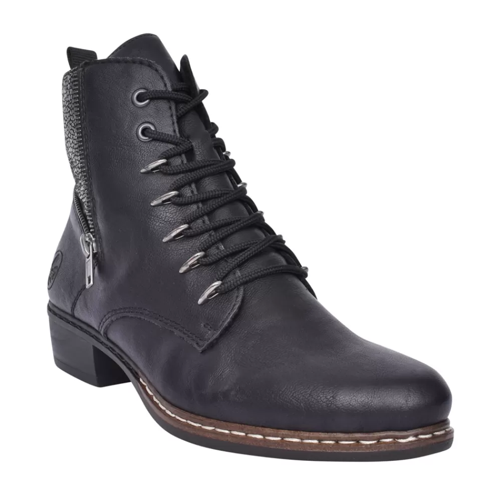 Ladies RIEKER Ladies Y0800 Laced Ankle Boot In Black
