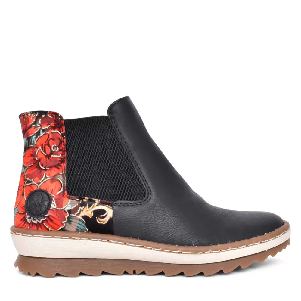 Ladies RIEKER Ladies Z8689 Wedge Ankle Boot In Black