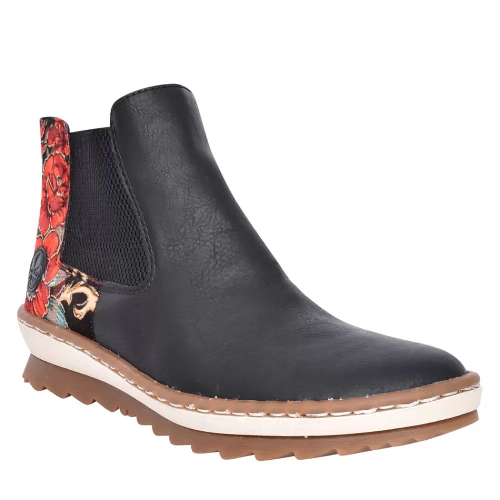 Ladies RIEKER Ladies Z8689 Wedge Ankle Boot In Black