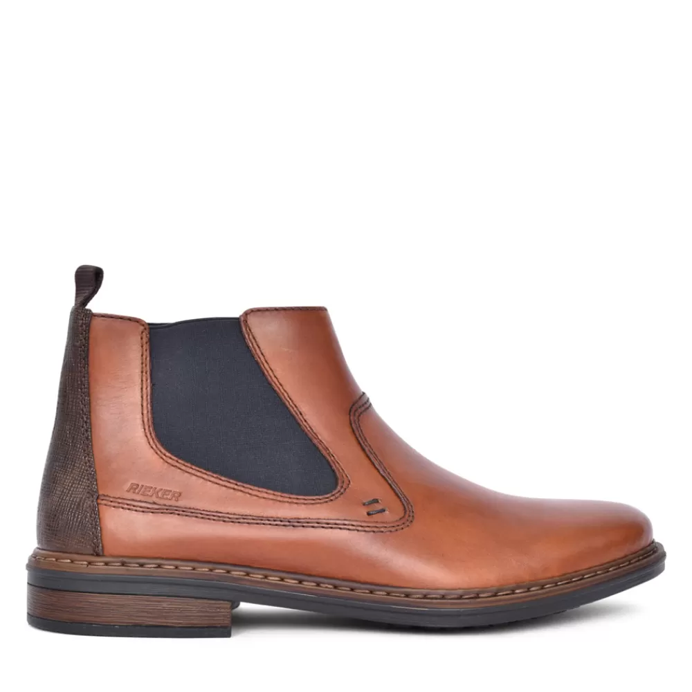 Mens RIEKER Mens 17654 Chelsea Ankle Boot In Tan