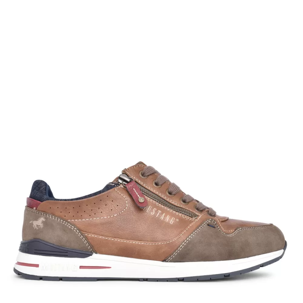 Mens MUSTANG Mens 4154313 Laced Trainer In Brown