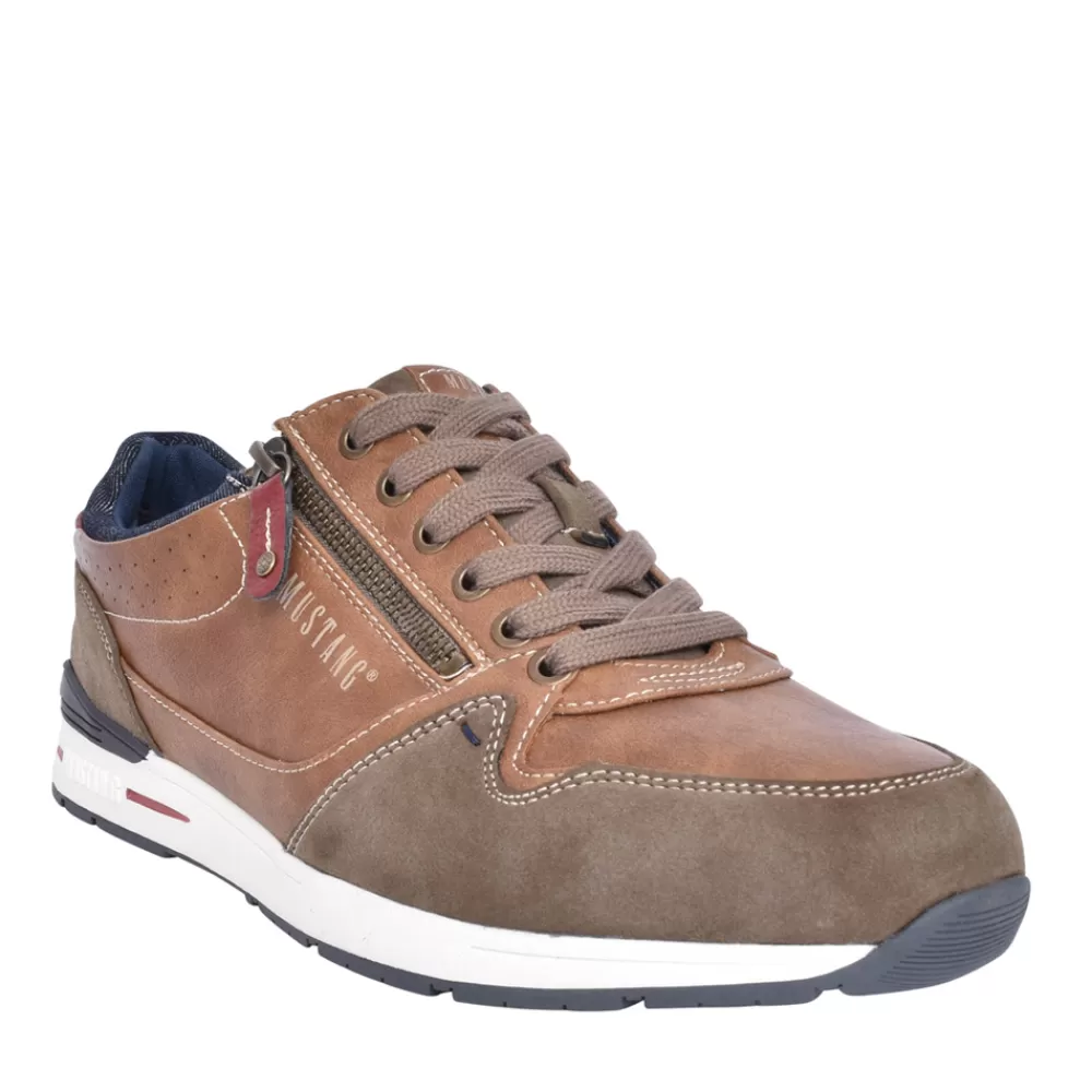 Mens MUSTANG Mens 4154313 Laced Trainer In Brown