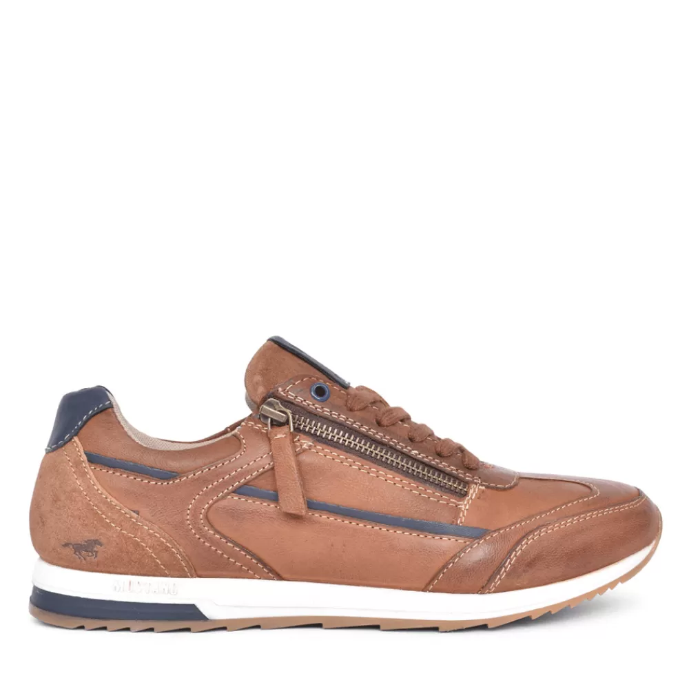 Mens MUSTANG Mens 4944302 Laced Trainer In Tan