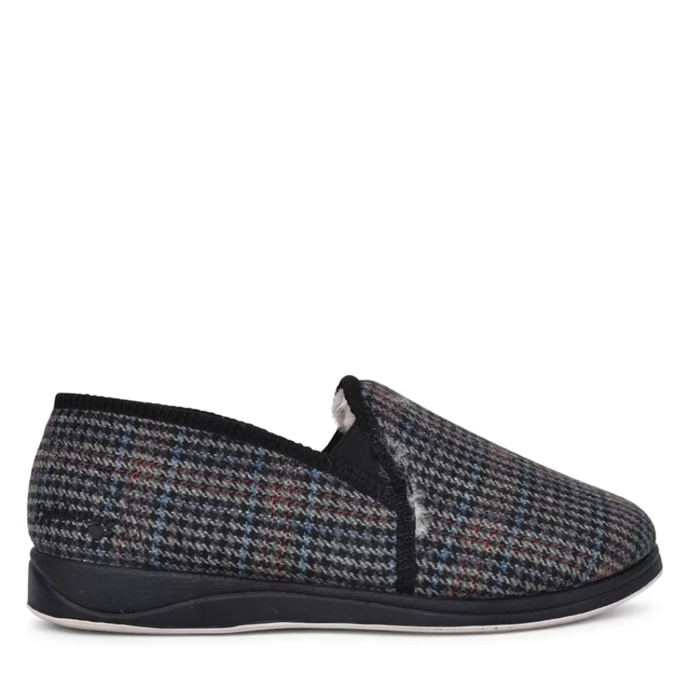 Mens PADDERS Mens Albers 2 Fur Lined Checked Slipper In Blue