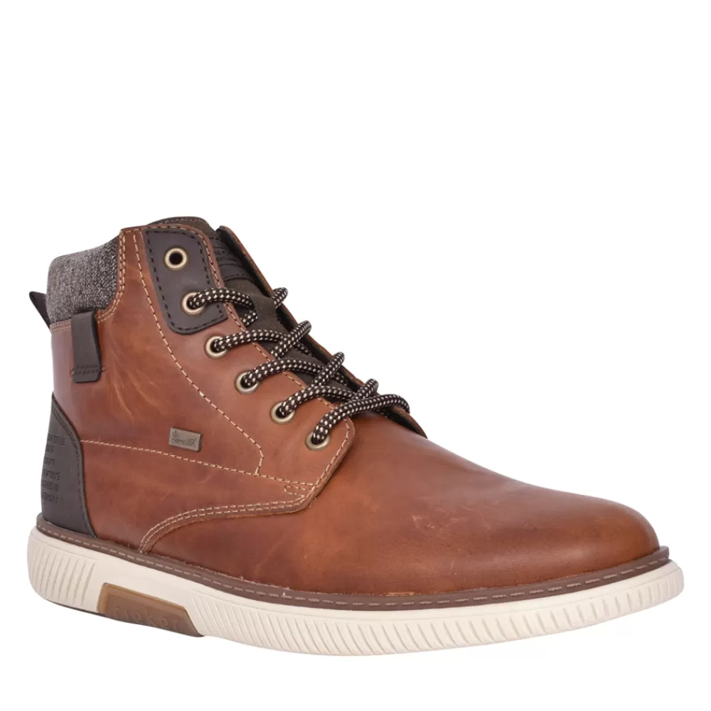 Mens RIEKER Mens B3343 Tex Laced Ankle Boot In Tan