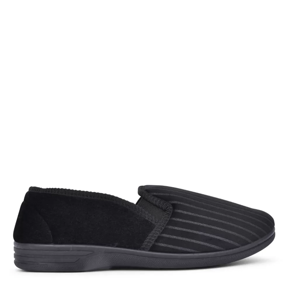 Mens JO & JOE Men's Charles Striped Slipper In Black