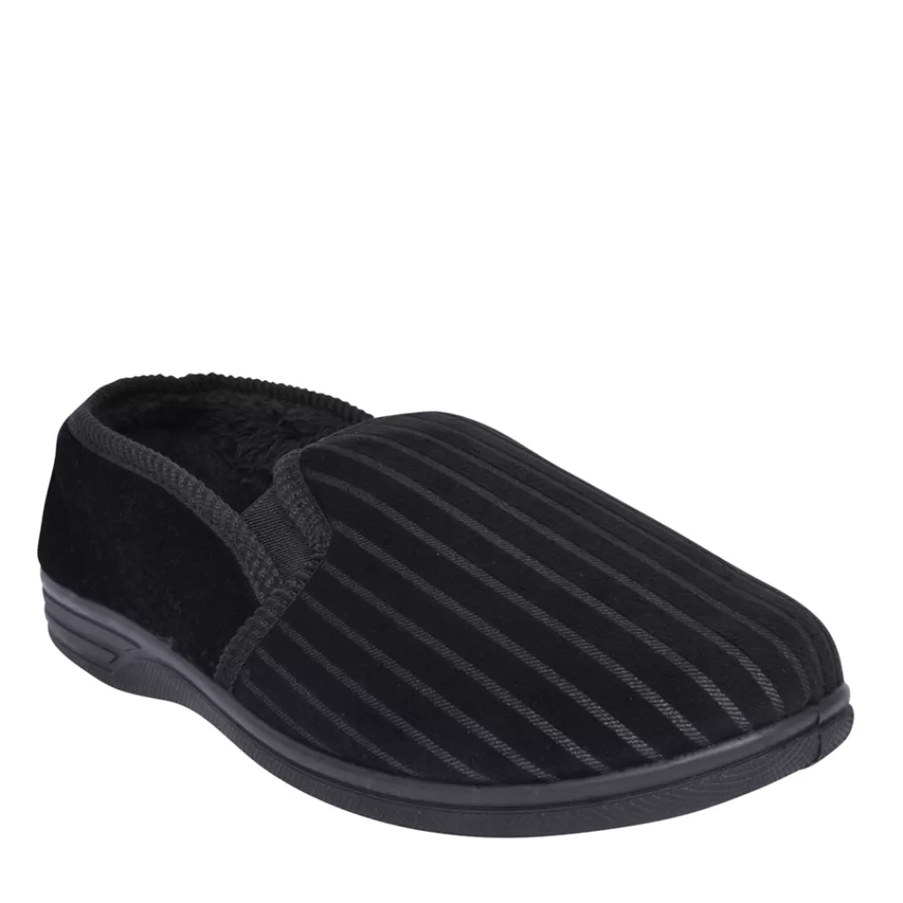 Mens JO & JOE Men's Charles Striped Slipper In Black
