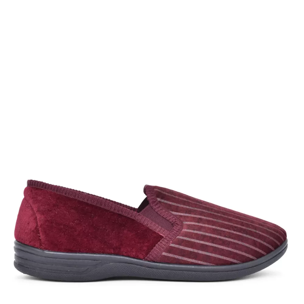 Mens JO & JOE Mens Charles Striped Slipper In Burgandy
