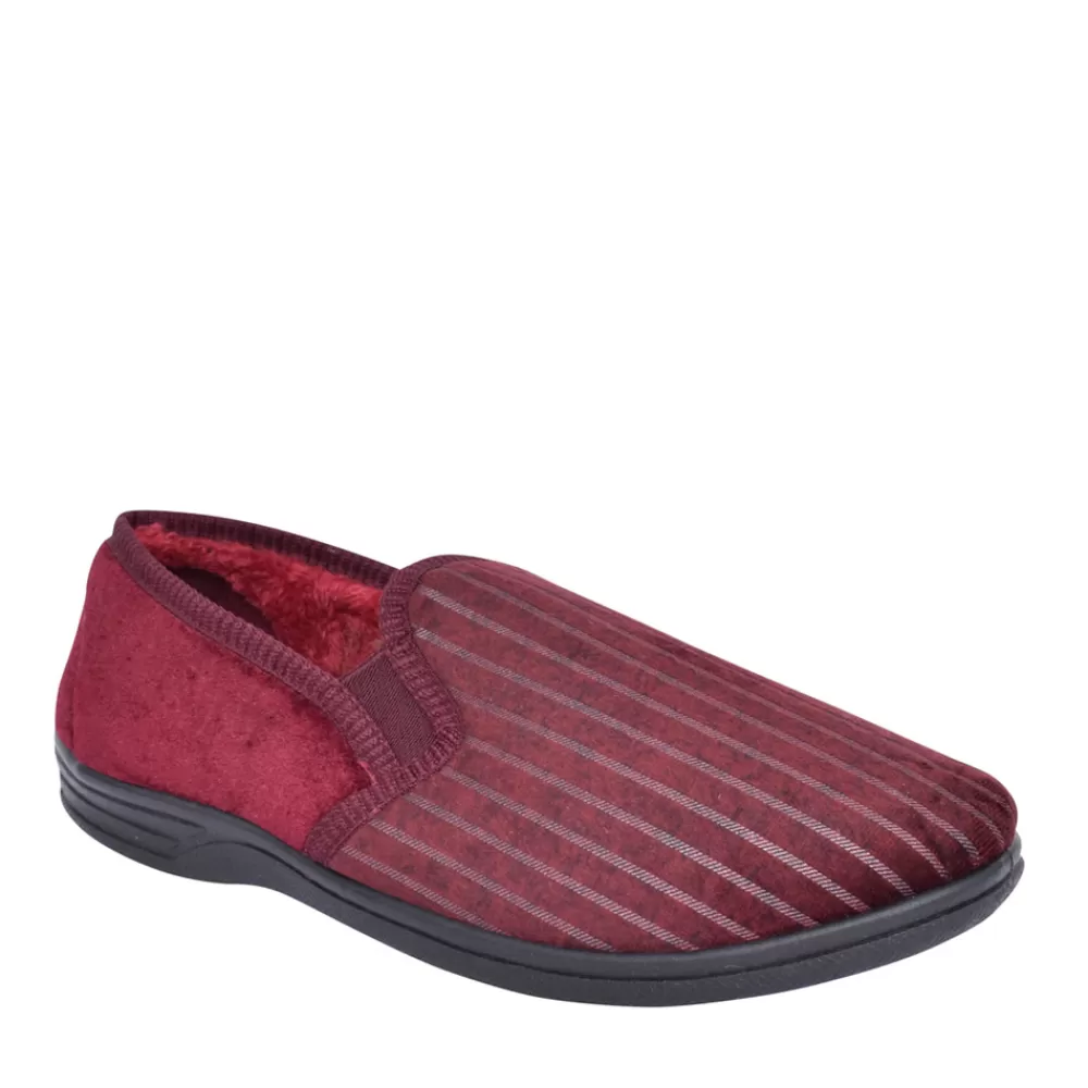 Mens JO & JOE Mens Charles Striped Slipper In Burgandy