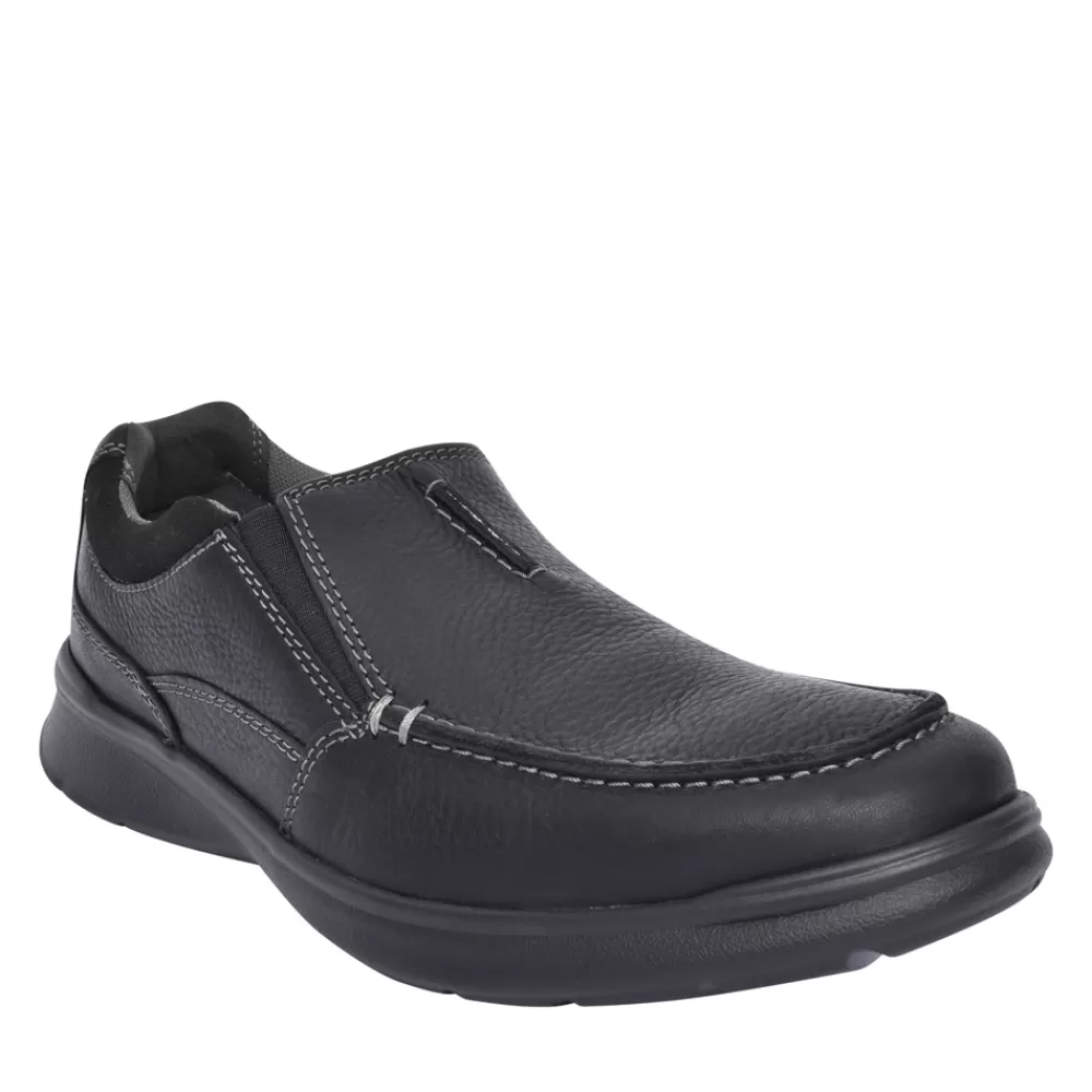 Mens CLARKS Mens Cotrell Free Leather G-Fit Slip-On Shoe In Black
