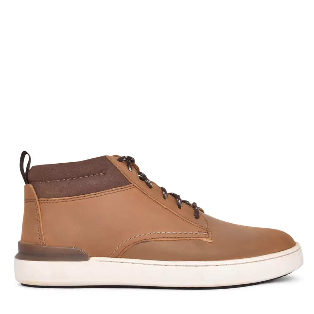 Mens CLARKS Mens Courtlite Mid G-Fit Hi-Top In Tan