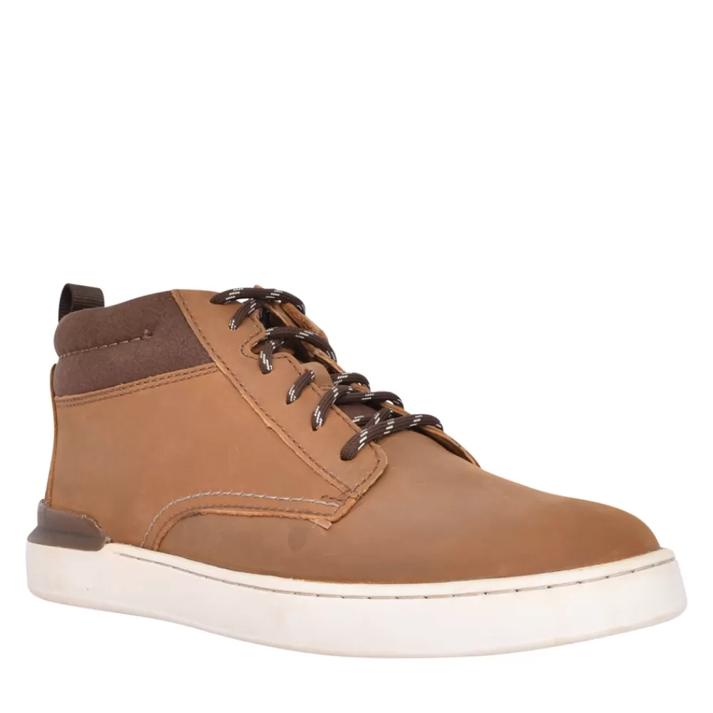 Mens CLARKS Mens Courtlite Mid G-Fit Hi-Top In Tan
