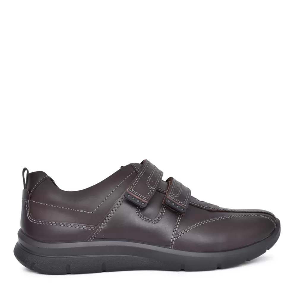 Mens HOTTER Mens Energise Leather Velcro Shoe In Brown