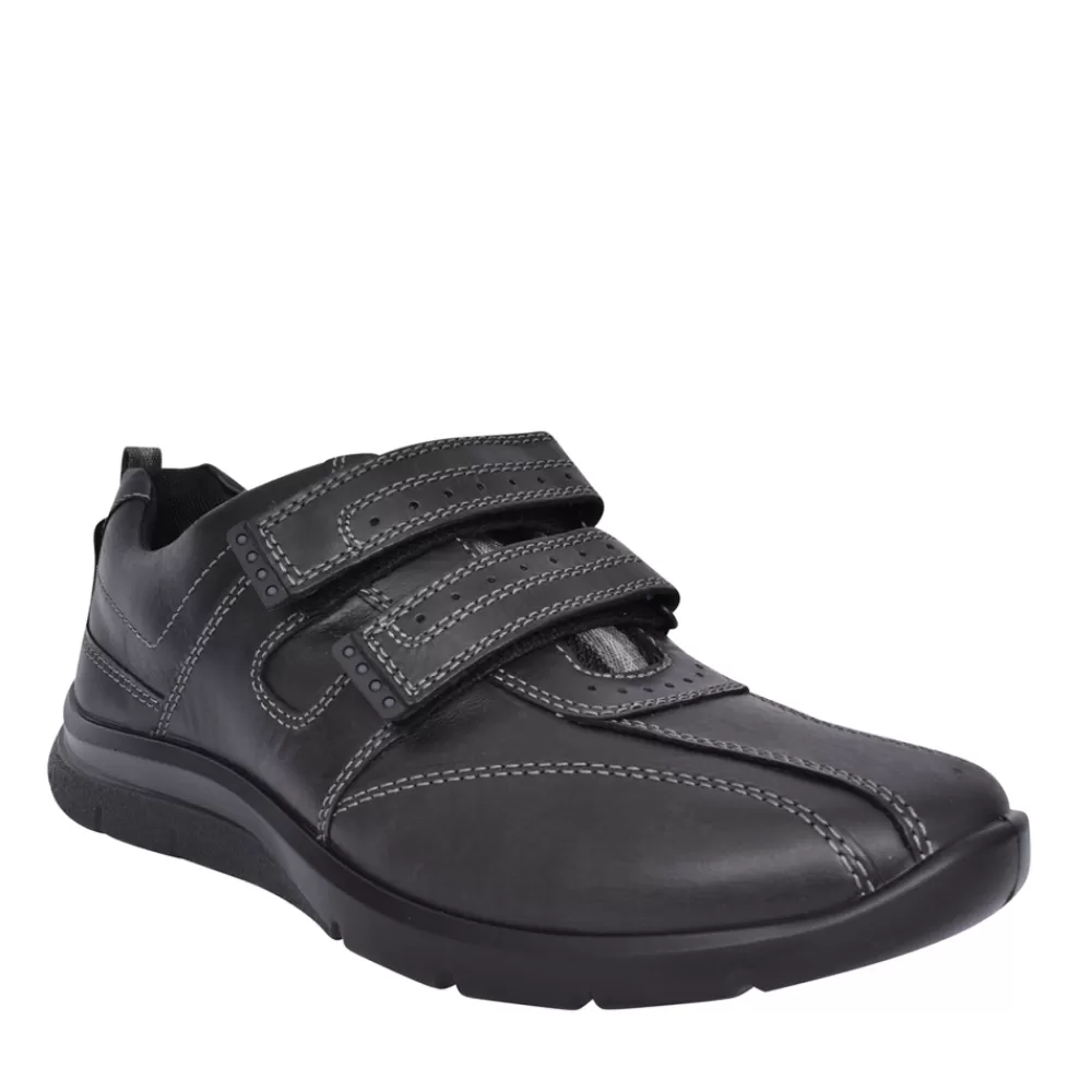 Mens HOTTER Men's Energise Std Fit Leather Velcro Shoe In Black