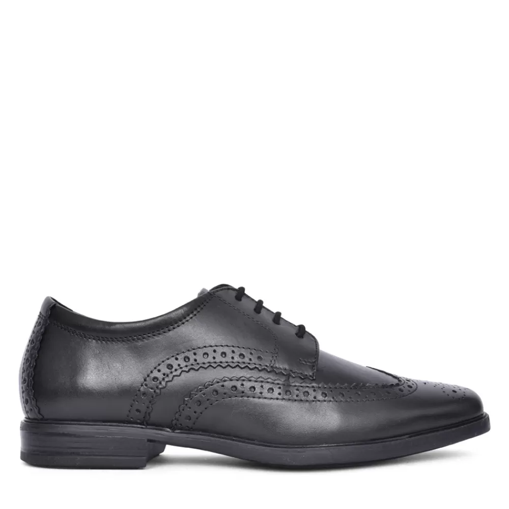 Mens CLARKS Mens Howard Wing G-Fit Leather Brogue In Black