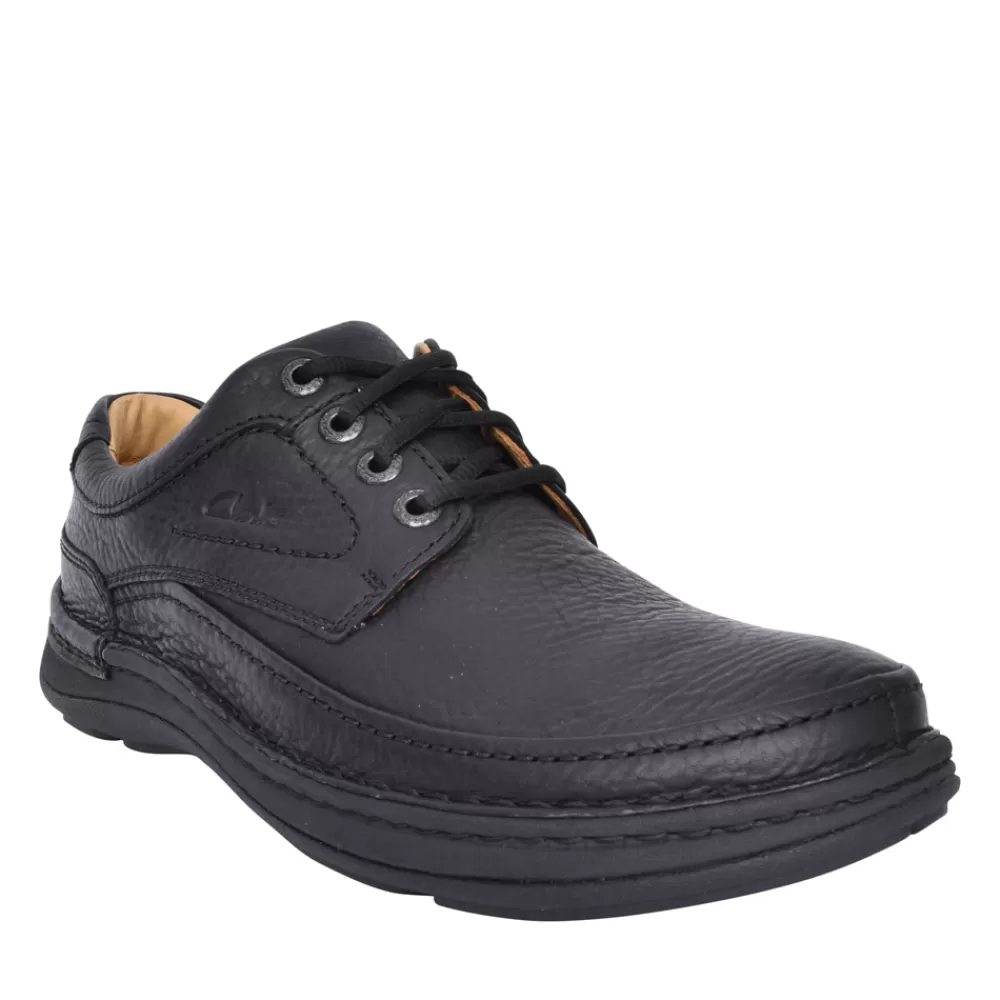 Mens CLARKS Mens Nature Three G-Fit Leather Laced Shoe In Black