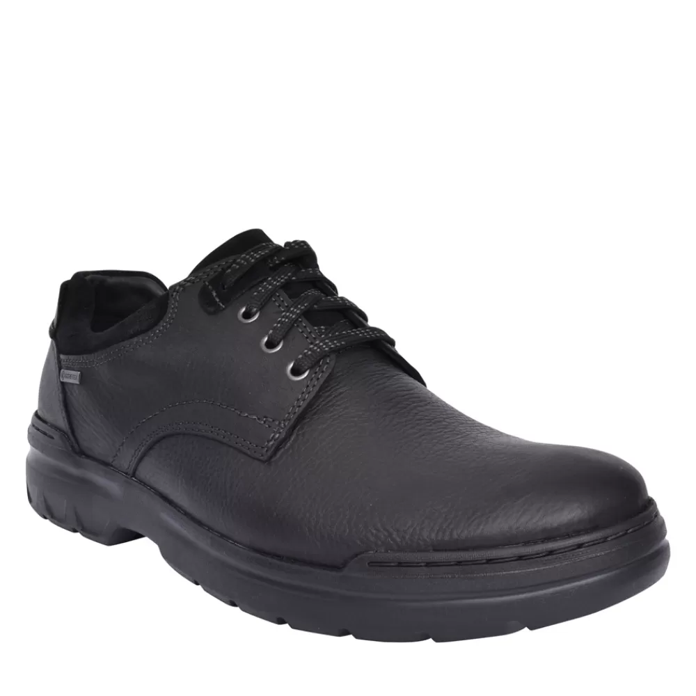 Mens CLARKS Mens Rockie2 Lo Gtx Leather G-Fit Shoe In Black