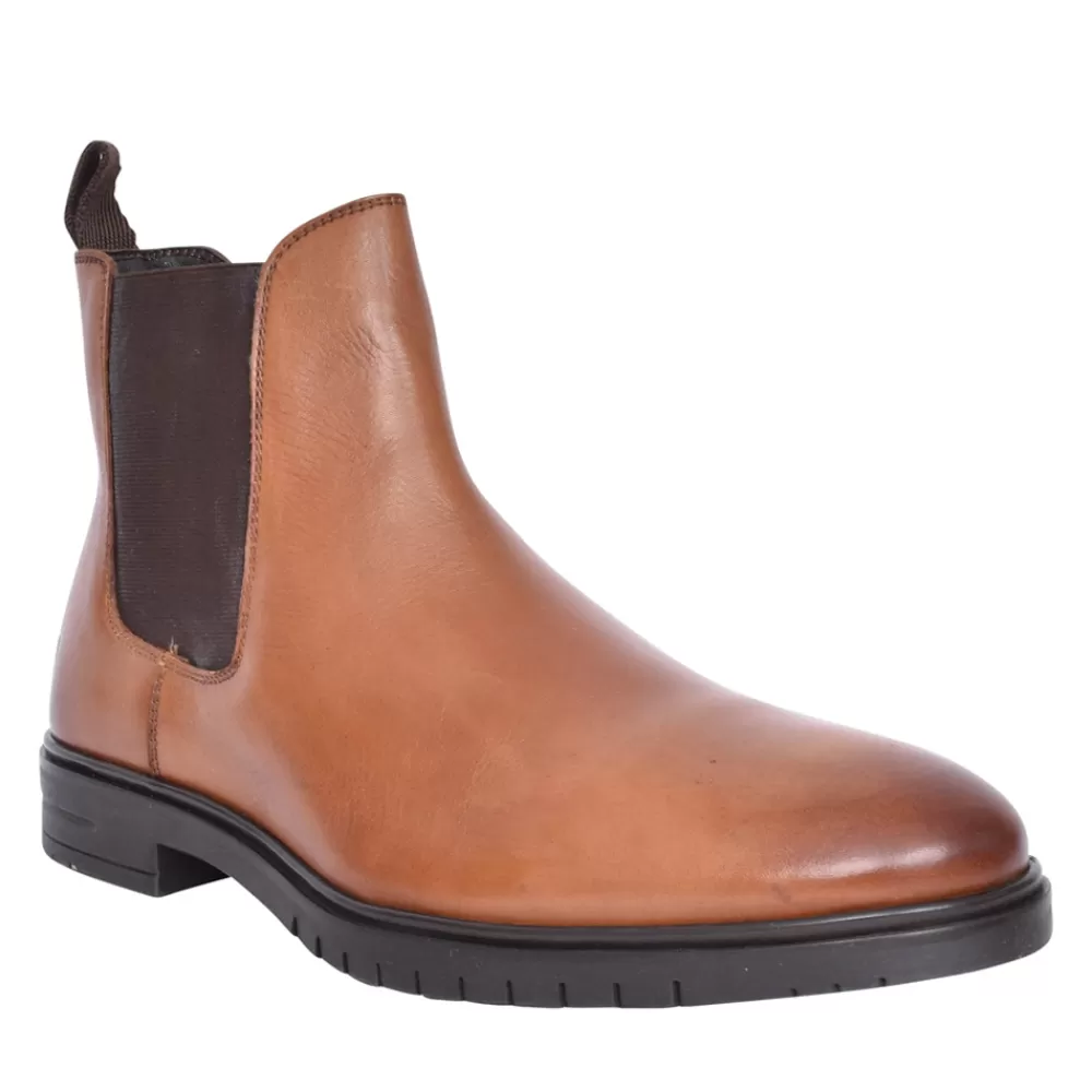 Mens HUSH PUPPIES Mens Sawyer Chelsea Boot In Dark Tan