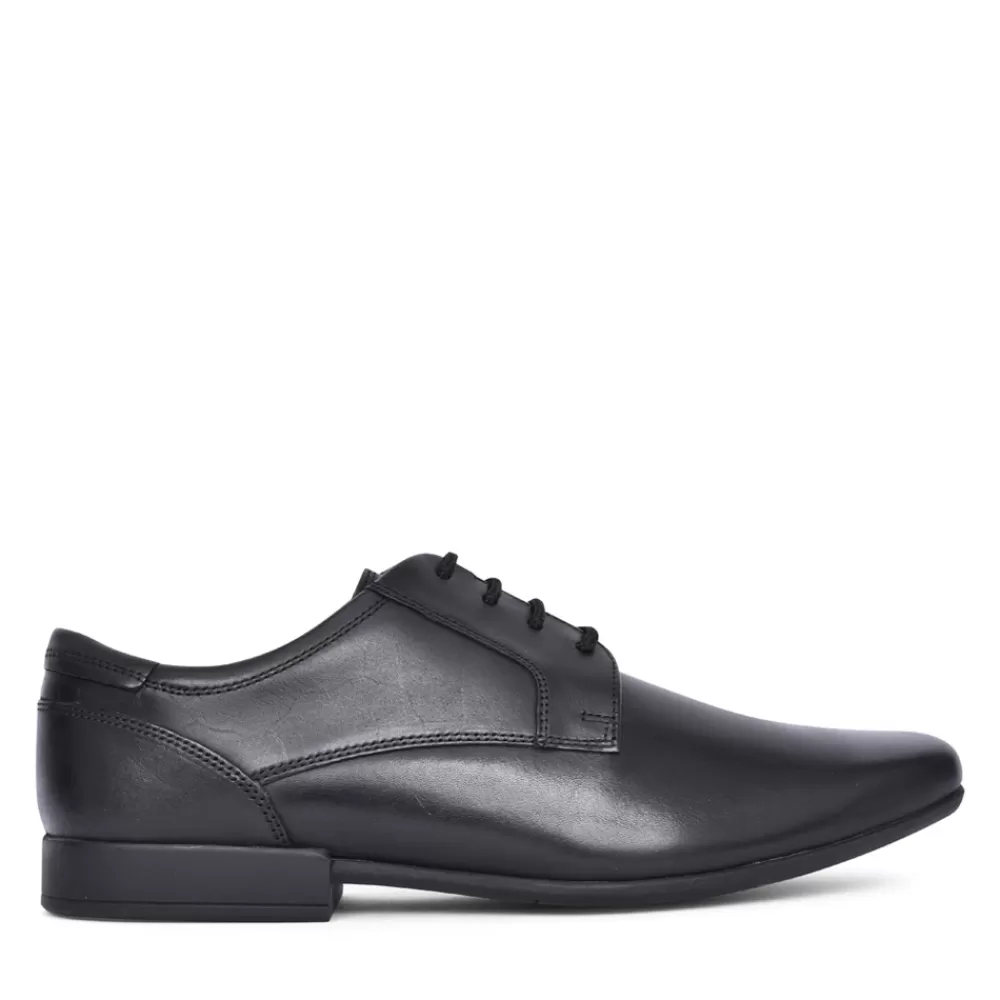 Mens CLARKS Mens Sidton Lace F-Fit Laced Shoe In Blk Leather