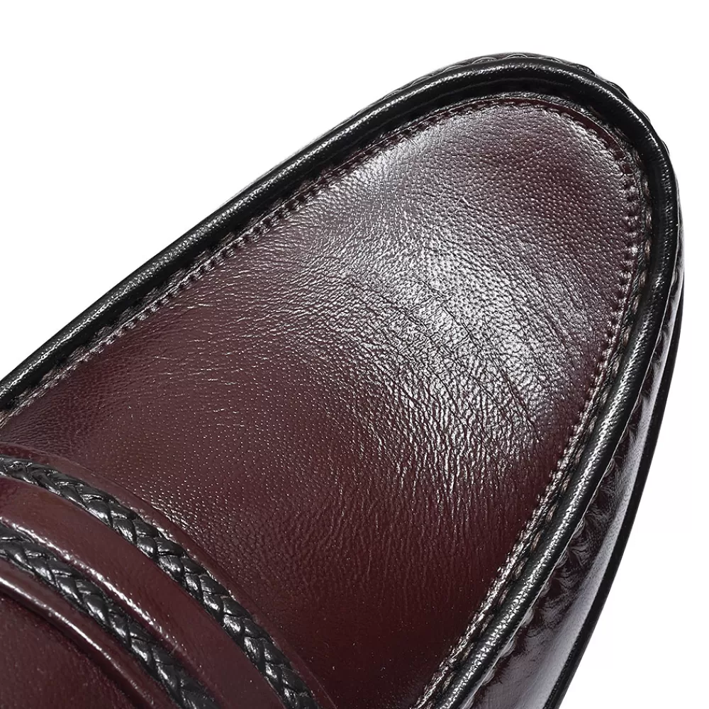 Mens LOAKE Rome Leather Moccasin For Men In Red