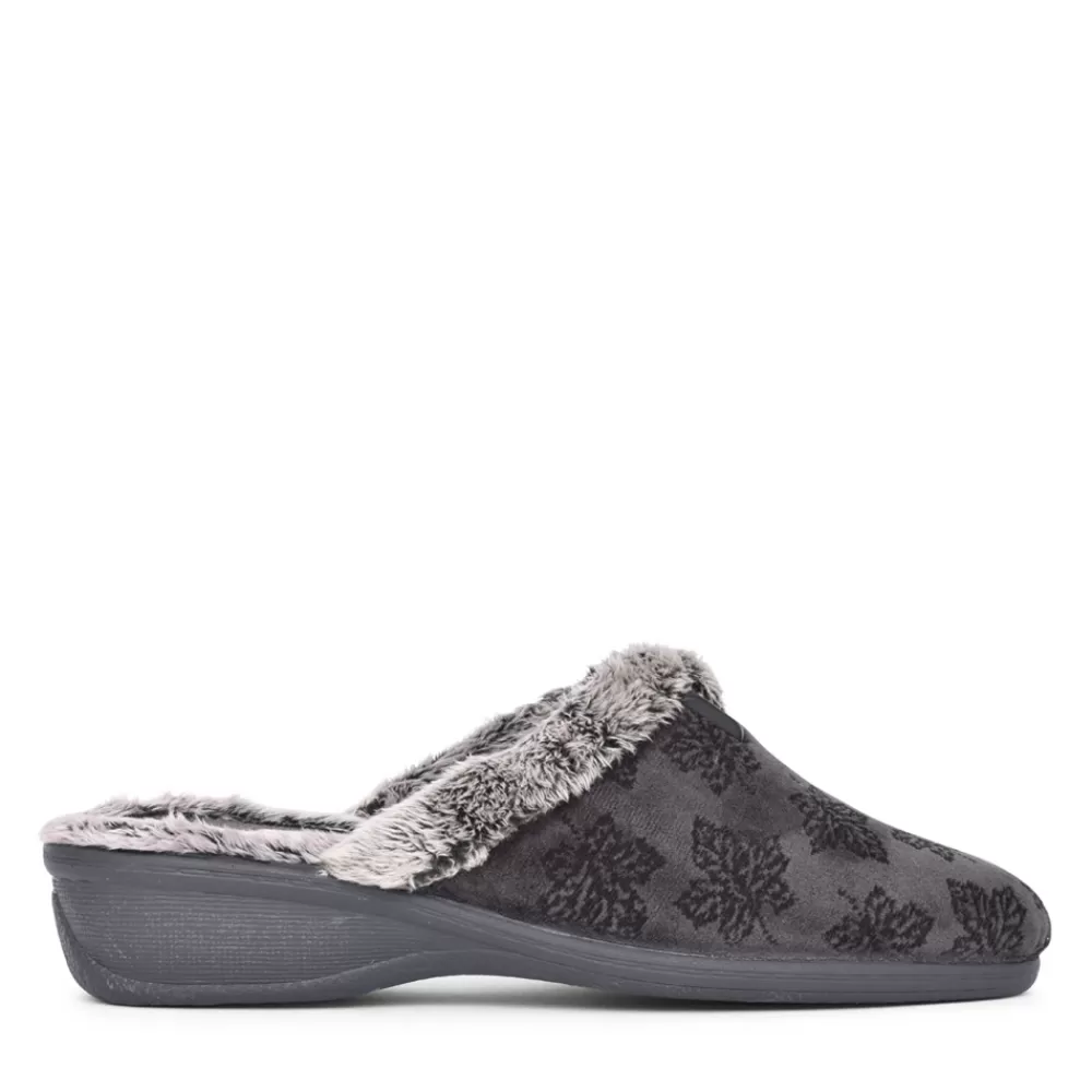 Ladies LOTUS Wedge Mule Slipper In Grey